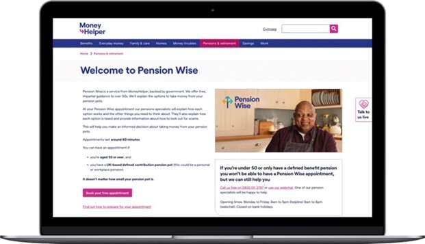 image of Pensionwise homepage on a laptop