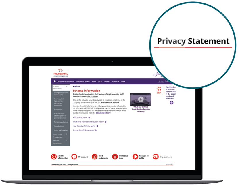 Image of privacy statement on website