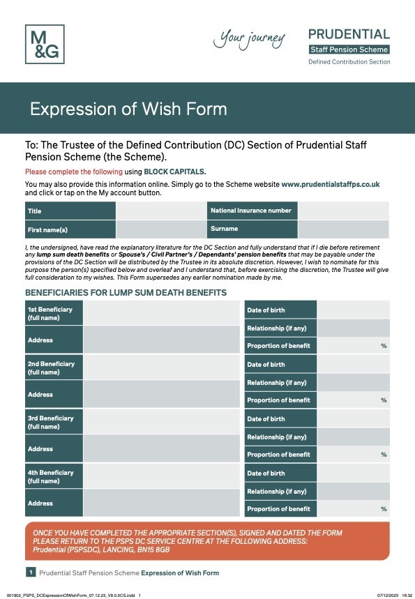 Expression of Wish Form